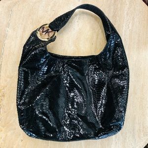 Michael Kors Black Leather Python Handbag/shoulder purse.JB